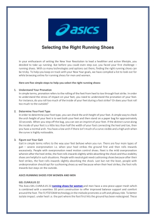 Selecting the Right Running Shoes