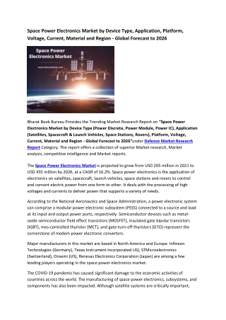 Global Space Power Electronics Market Research Report 2021-2026