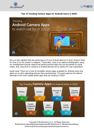 Top 10 Trending Camera Apps for Android Users in 2022!