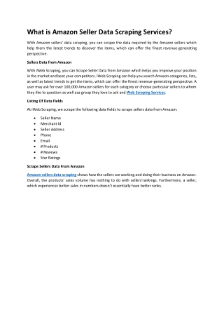 What is Amazon Seller Data Scraping Services?
