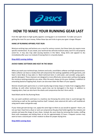 HOW TO MAKE YOUR RUNNING GEAR LAST