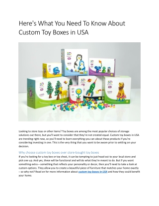 Custom Toy Boxes in USA