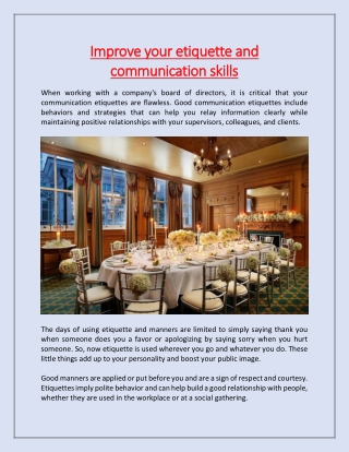 Improve your etiquette and communication skills
