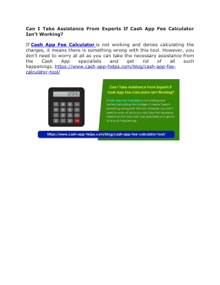 Can I Take Assistance From Experts If Cash App Fee Calculator Isn’t Working