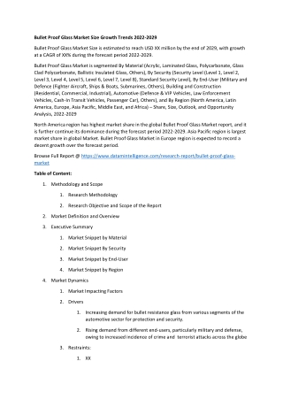 Bullet Proof Glass Market Size Growth Trends 2022