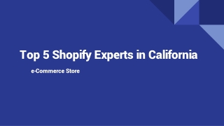 Top 5 Shopify Experts in California