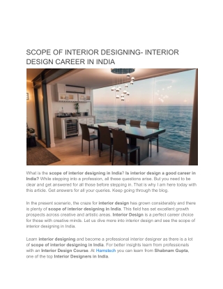 SCOPE OF INTERIOR DESIGNING- INTERIOR DESIGN CAREER IN INDIA