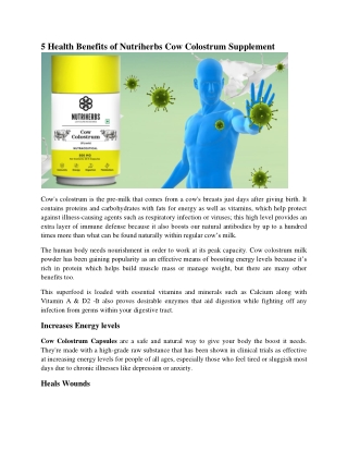 5 Health Benefits of Nutriherbs Cow Colostrum Supplement