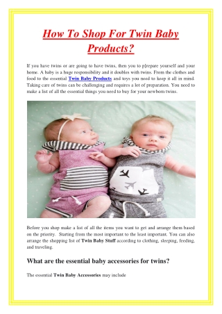 How To Shop For Twin Baby Products