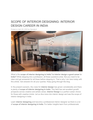 SCOPE OF INTERIOR DESIGNING- INTERIOR DESIGN CAREER IN INDIA