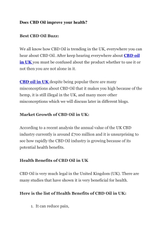 Does CBD Oil improve your health