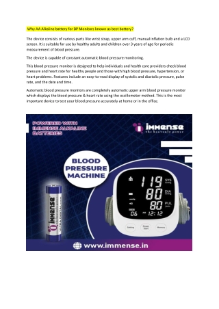 Why AA Alkaline battery for BP Monitors known as best battery