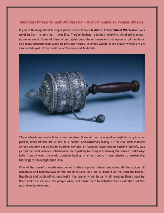 Buddhist Prayer Wheel Wholesaler – A Short Guide To Prayer Wheels