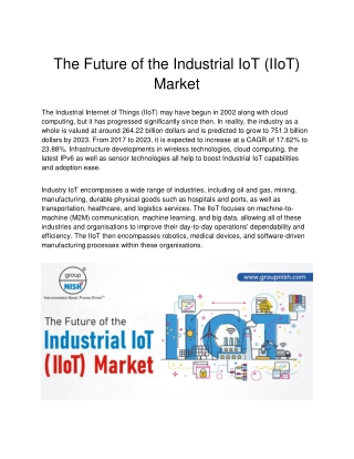 Group Nish - The Future of the Industrial IoT (IIoT) Market