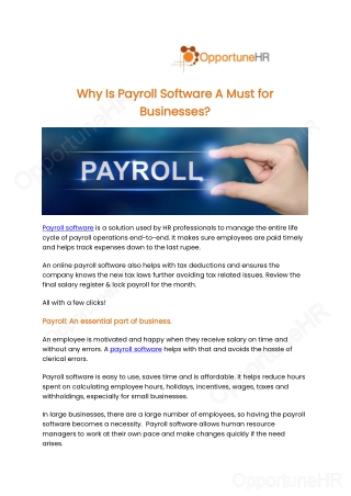 Why Is Payroll Software A Must for Businesses.