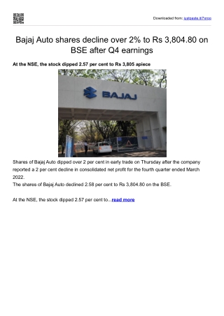 Bajaj Auto shares decline over 2% to Rs 3,804.80 on BSE after Q4 earnings