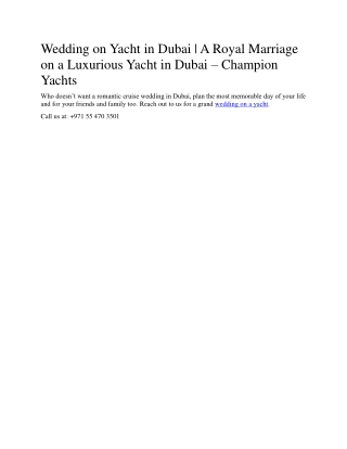 Wedding on Yacht in Dubai