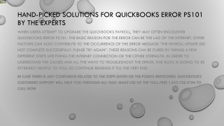 An easy way to tackle QuickBooks Error PS101