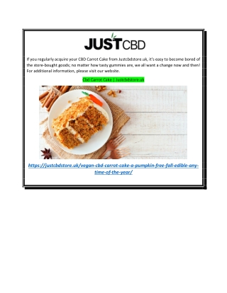 Cbd Carrot Cake  Justcbdstore.uk