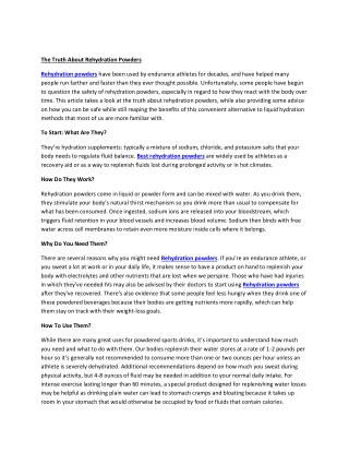 The Truth About Rehydration Powders