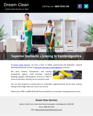 Superior Domestic Cleaning In Cambridgeshire