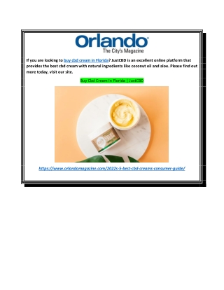Buy Cbd Cream In Florida  JustCBD