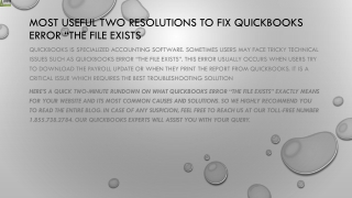 Best way to resolve QuickBooks error the file exists