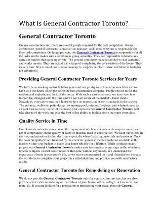 Hire General contractor Toronto to remodel your place today