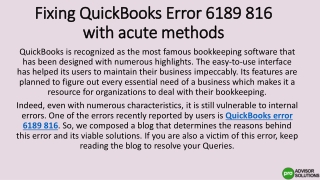 QuickBooks Error 6189 816 ppt