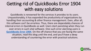 QuickBooks Error 1904 ppt