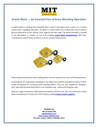 Snatch Block — An Essential Part of Every Winching Operation