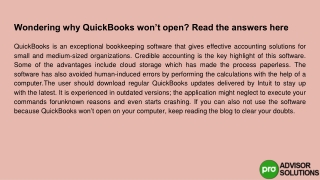 Let's find out why QuickBooks won't open? read answer here