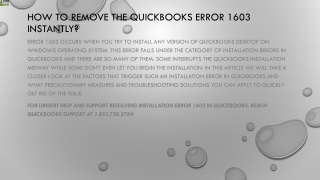 An easy guide to resolve the QuickBooks Error 1603