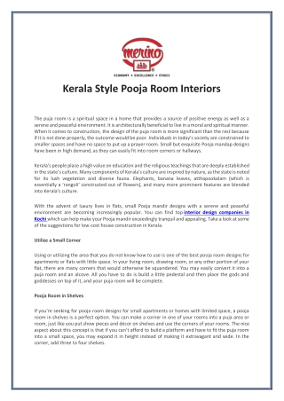 Kerala Style Pooja Room Interiors