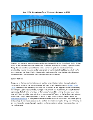 Best NSW Attractions for a Weekend Getaway in 2022