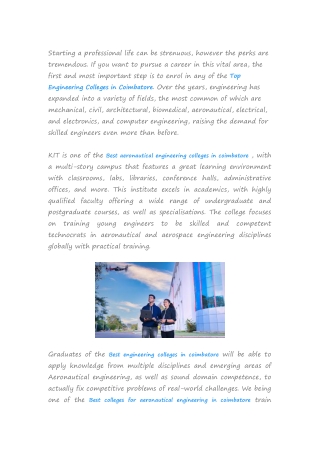 17 Best colleges for aeronautical engineering in Coimbatore - KIT Coimbatore