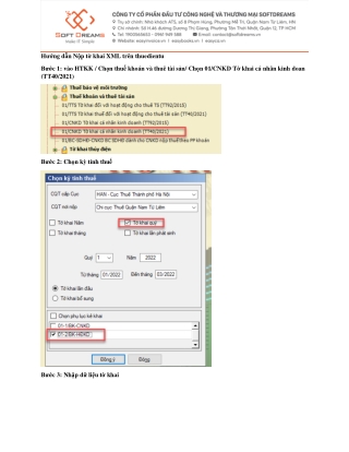 Hướng dẫn Nộp tờ khai 01-CNKD XML trên thuedientu