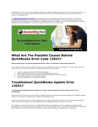 How to Fix QuickBooks Error 12031