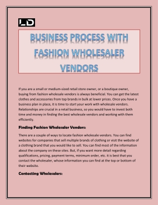 fashion wholesale vendors