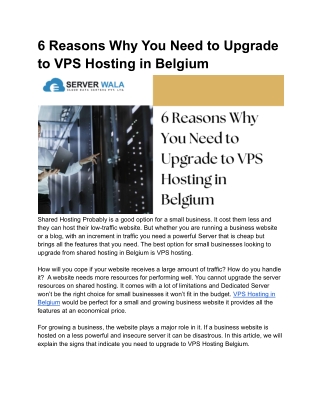 6 Reasons Why You Need to Upgrade to VPS Hosting in Belgium