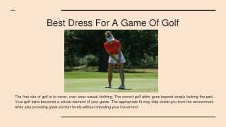 Best Dress For A Game Of Golf