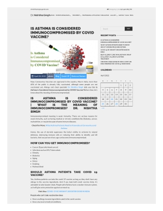 Is Asthma is Considered Immunocompromised by COVID Vaccine