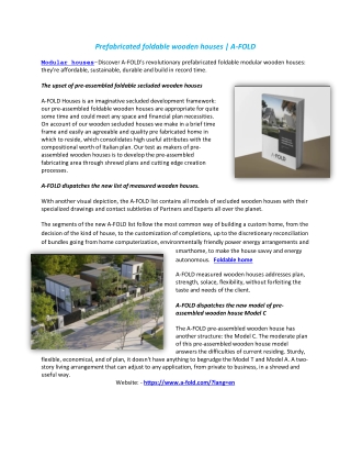 Prefabricated foldable wooden houses - A-FOLD