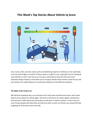 This Week's Top Stories About Vehicle Iq Score