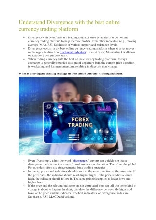 Understand Divergence with the best online Currency Trading Platform!