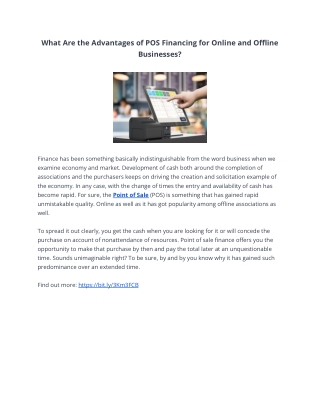 What Are the Advantages of POS Financing for Online and Offline Businesses?