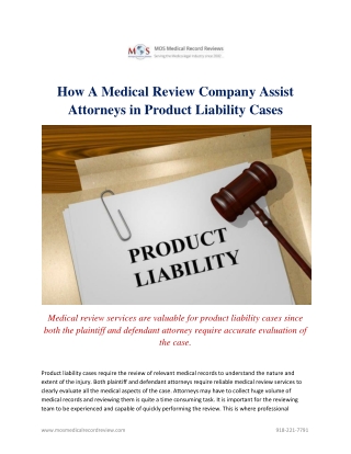 How A Medical Review Company Assist Attorneys in Product Liability Cases