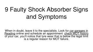 9 Faulty Shock Absorber Signs and Symptoms