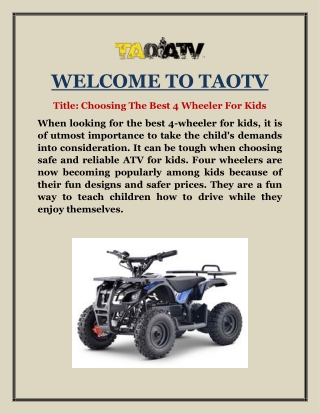 Choosing The Best 4 Wheeler For Kids