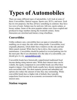 Types of Automobiles
